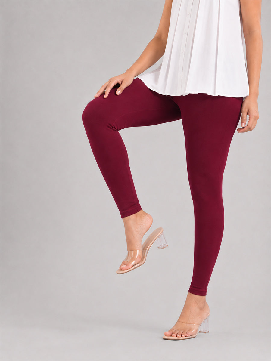 Ankle Length Leggings Wine