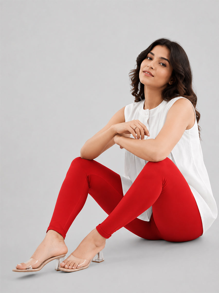 Ankle Length Leggings Red