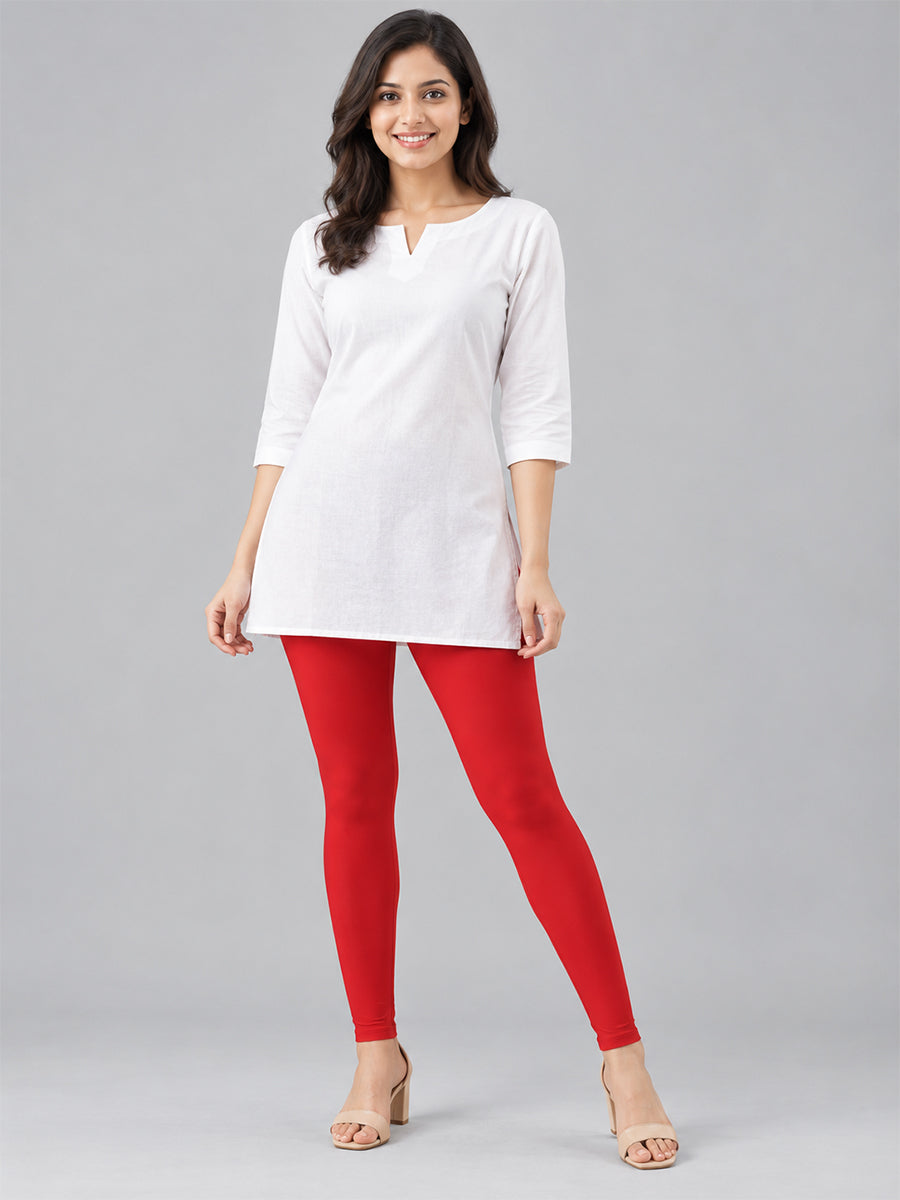 Shimmer Ankle Length Leggings Red