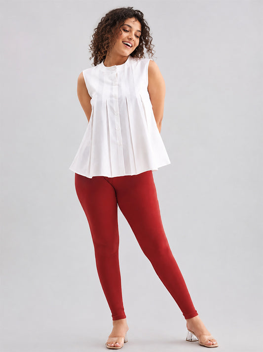 Ankle Length Leggings Dark Red