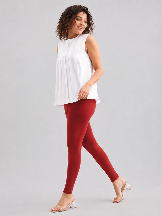 Ankle Length Leggings Dark Red
