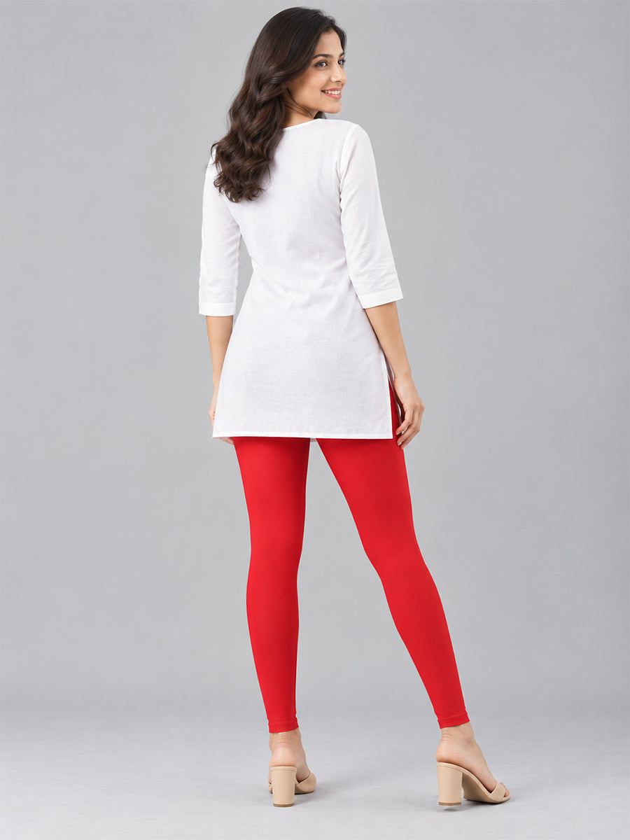 Shimmer Ankle Length Leggings Red