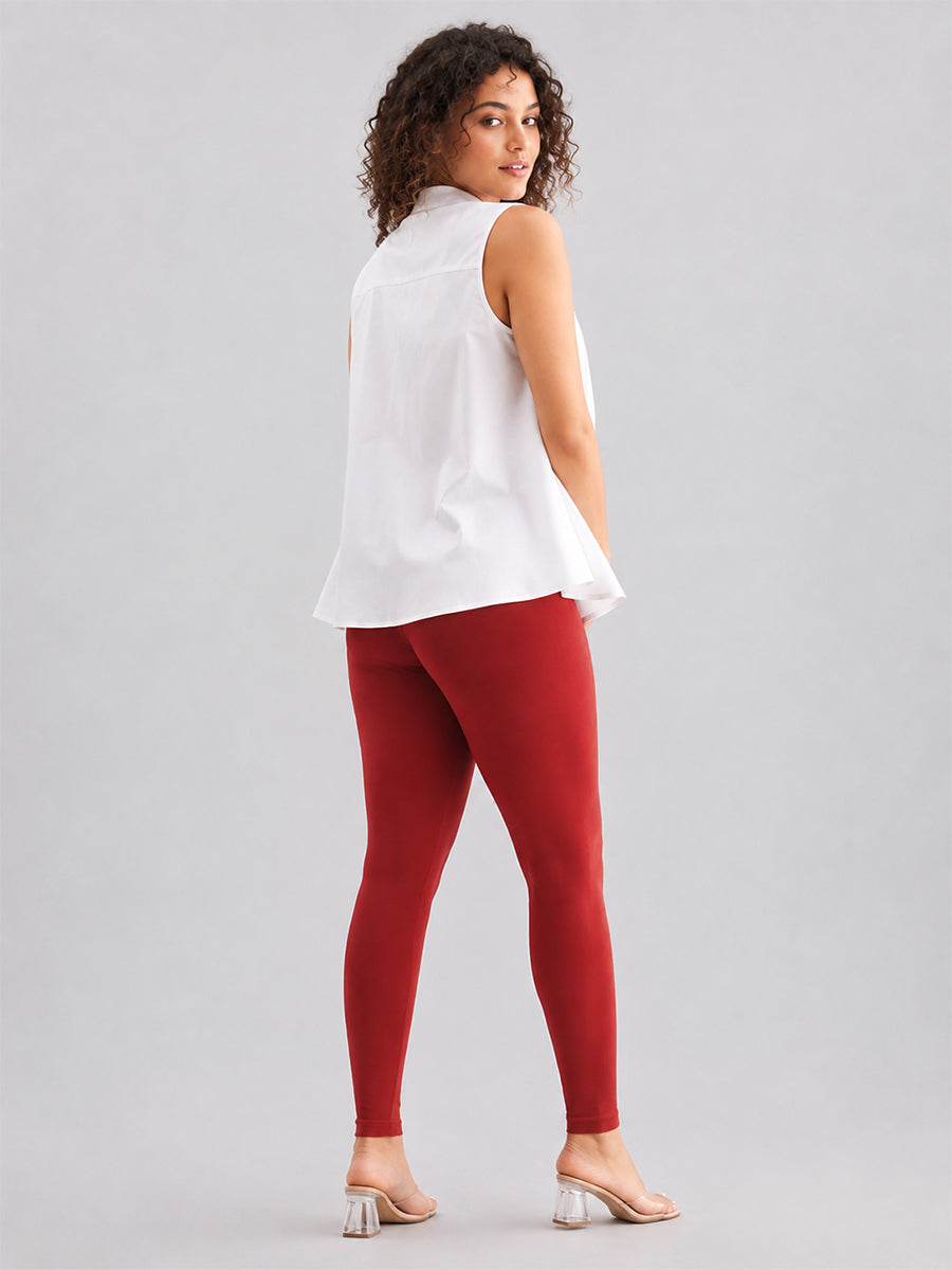 Ankle Length Leggings Dark Red