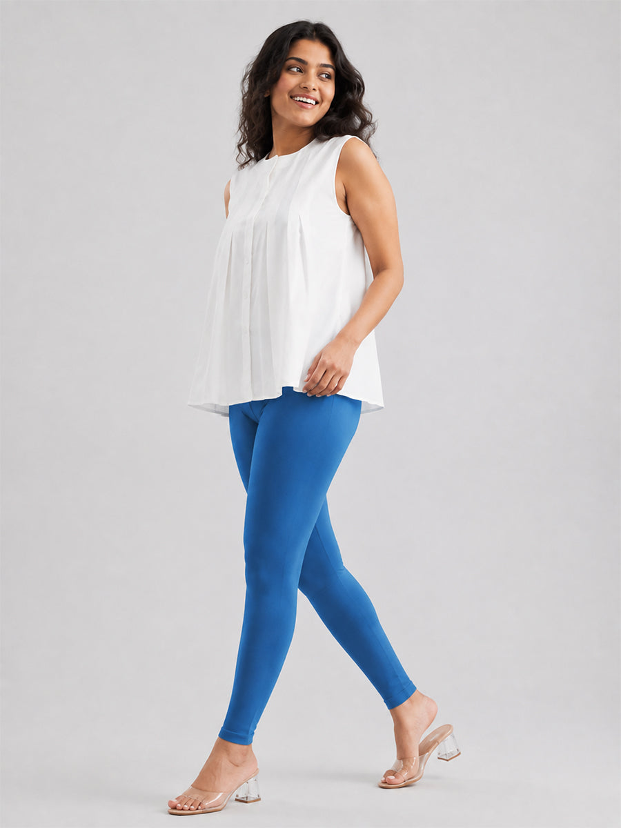 Ankle Length Leggings Teal Blue