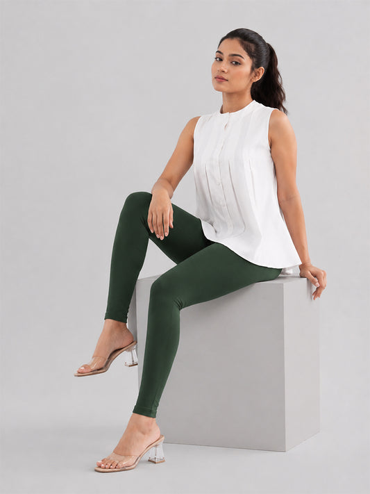 Ankle Length Leggings Bottle Green