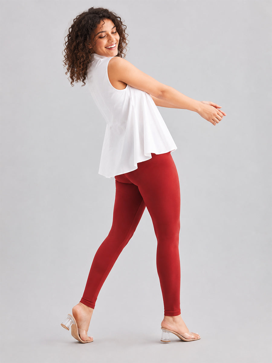 Ankle Length Leggings Dark Red