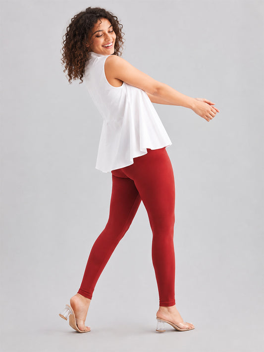 Ankle Length Leggings Dark Red