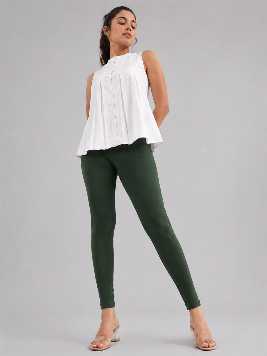 Ankle Length Leggings Bottle Green