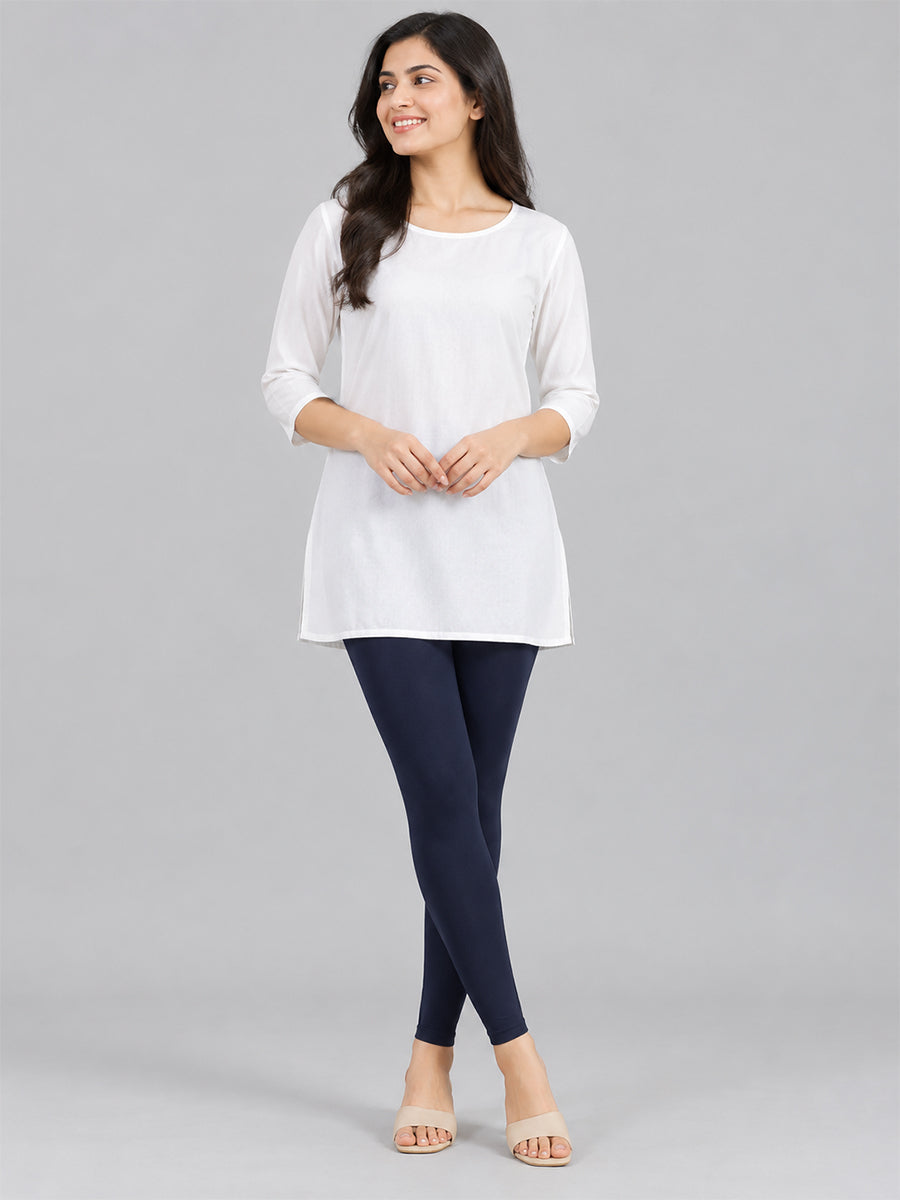 Shimmer Ankle Length Leggings Navy