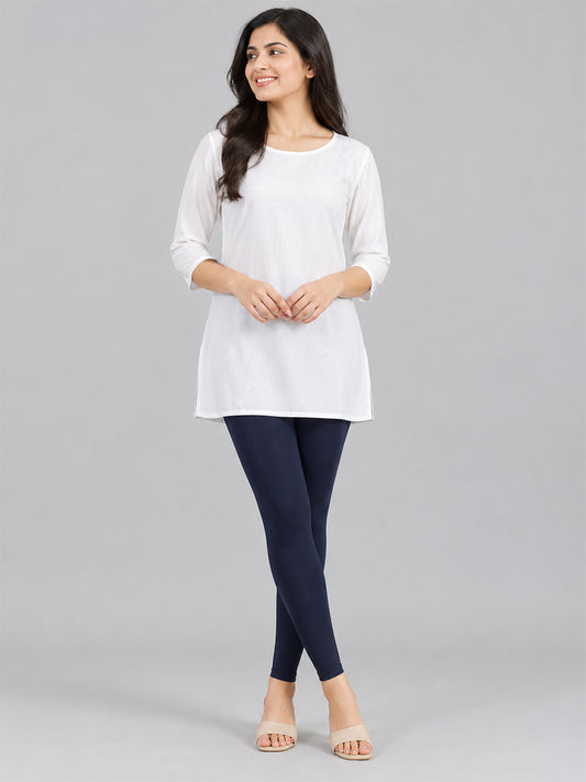 Shimmer Ankle Length Leggings Navy