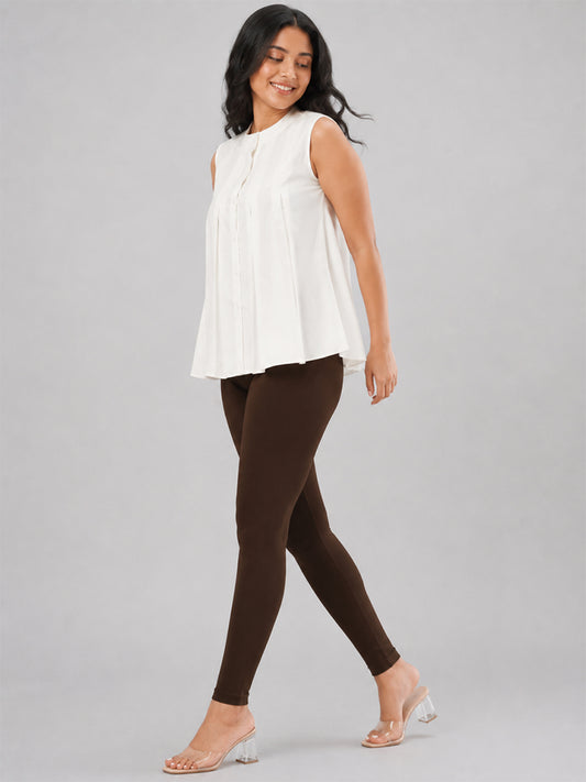 Ankle Length Leggings Coffee Brown