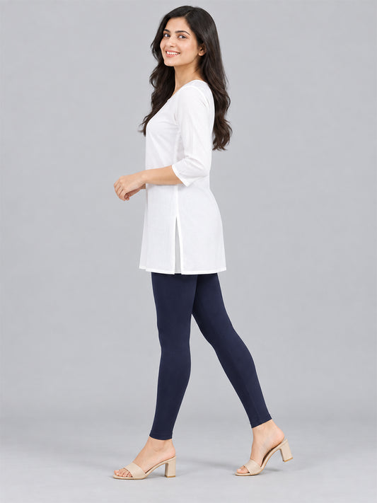 Shimmer Ankle Length Leggings Navy