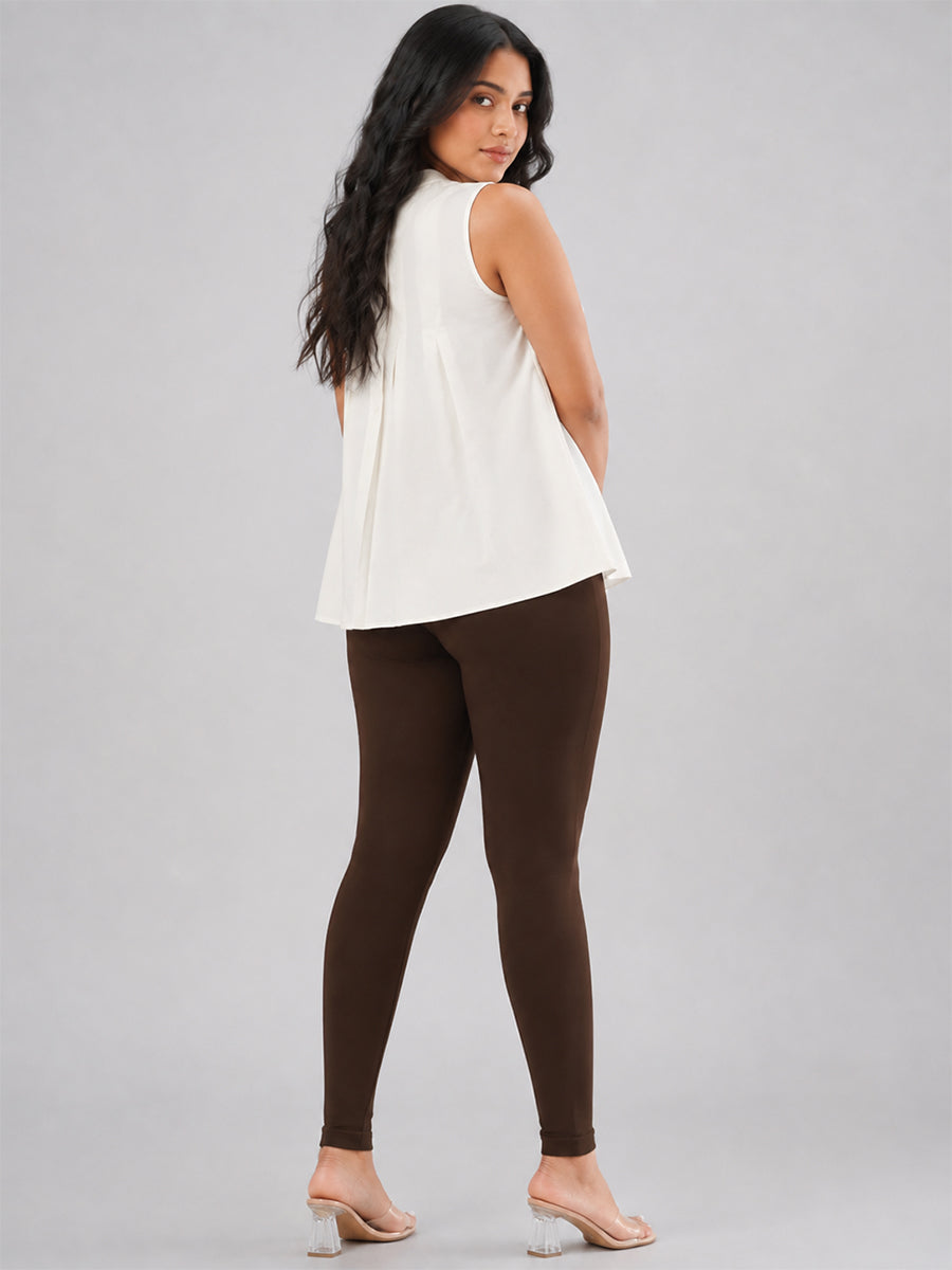 Ankle Length Leggings Coffee Brown