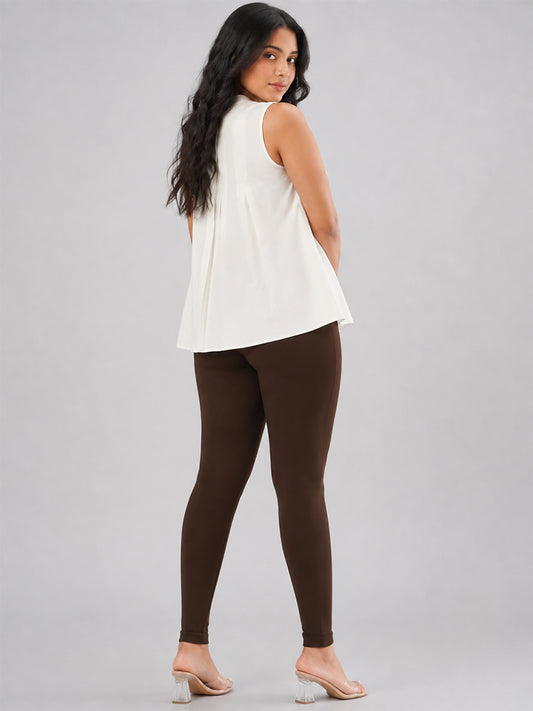 Ankle Length Leggings Coffee Brown