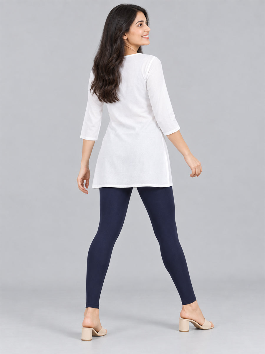 Shimmer Ankle Length Leggings Navy