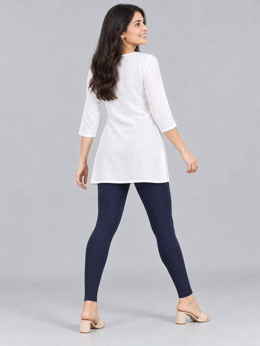 Shimmer Ankle Length Leggings Navy
