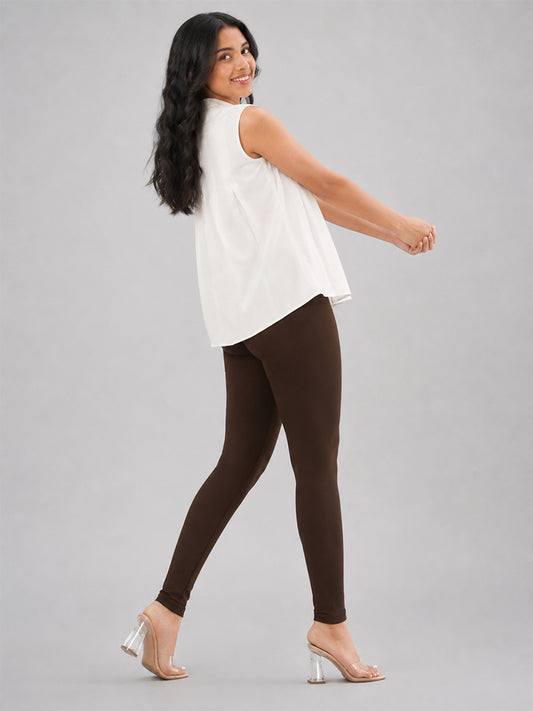 Ankle Length Leggings Coffee Brown
