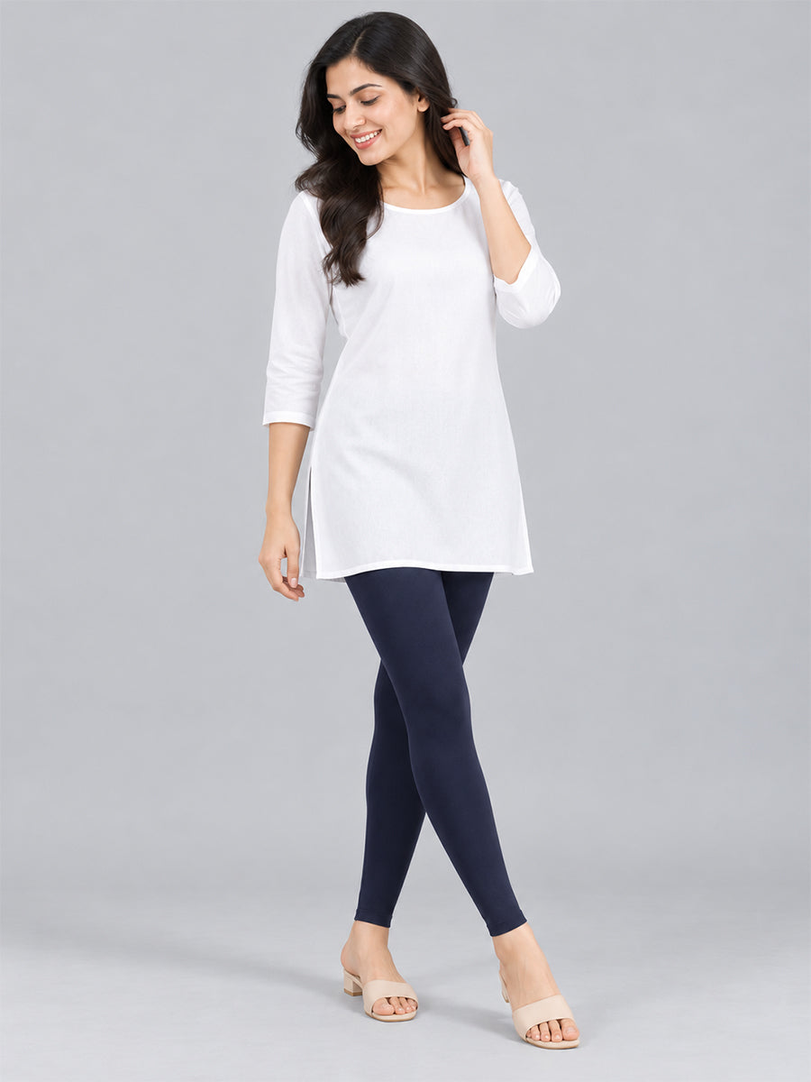 Shimmer Ankle Length Leggings Navy
