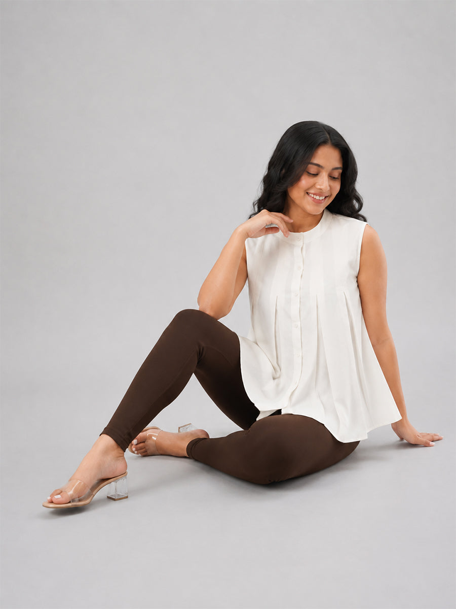 Ankle Length Leggings Coffee Brown