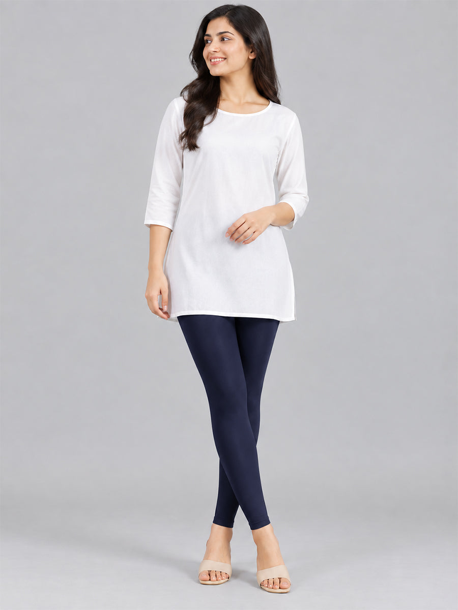 Shimmer Ankle Length Leggings Navy