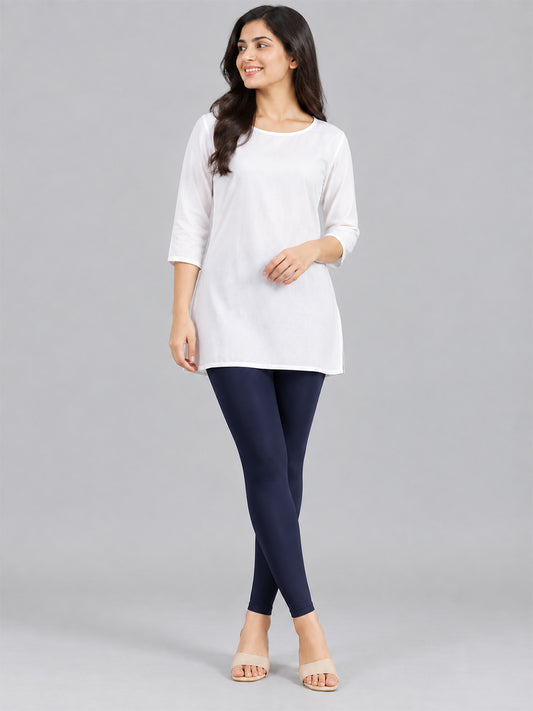 Shimmer Ankle Length Leggings Navy