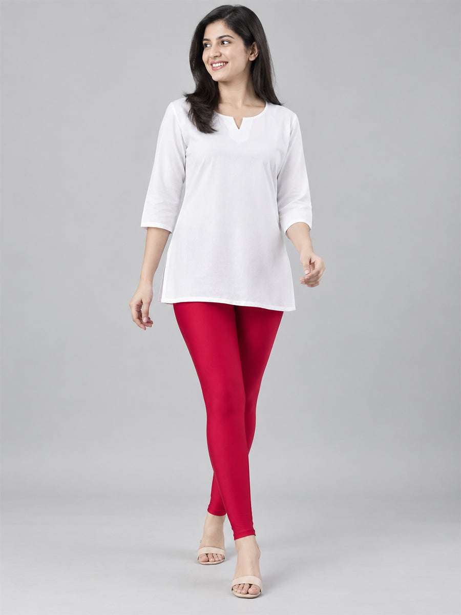 Shimmer Ankle Length Leggings Strawberry