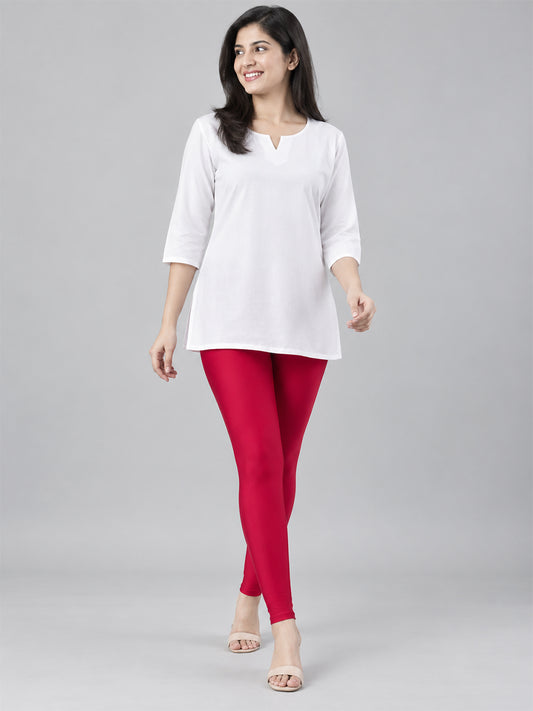 Shimmer Ankle Length Leggings Strawberry