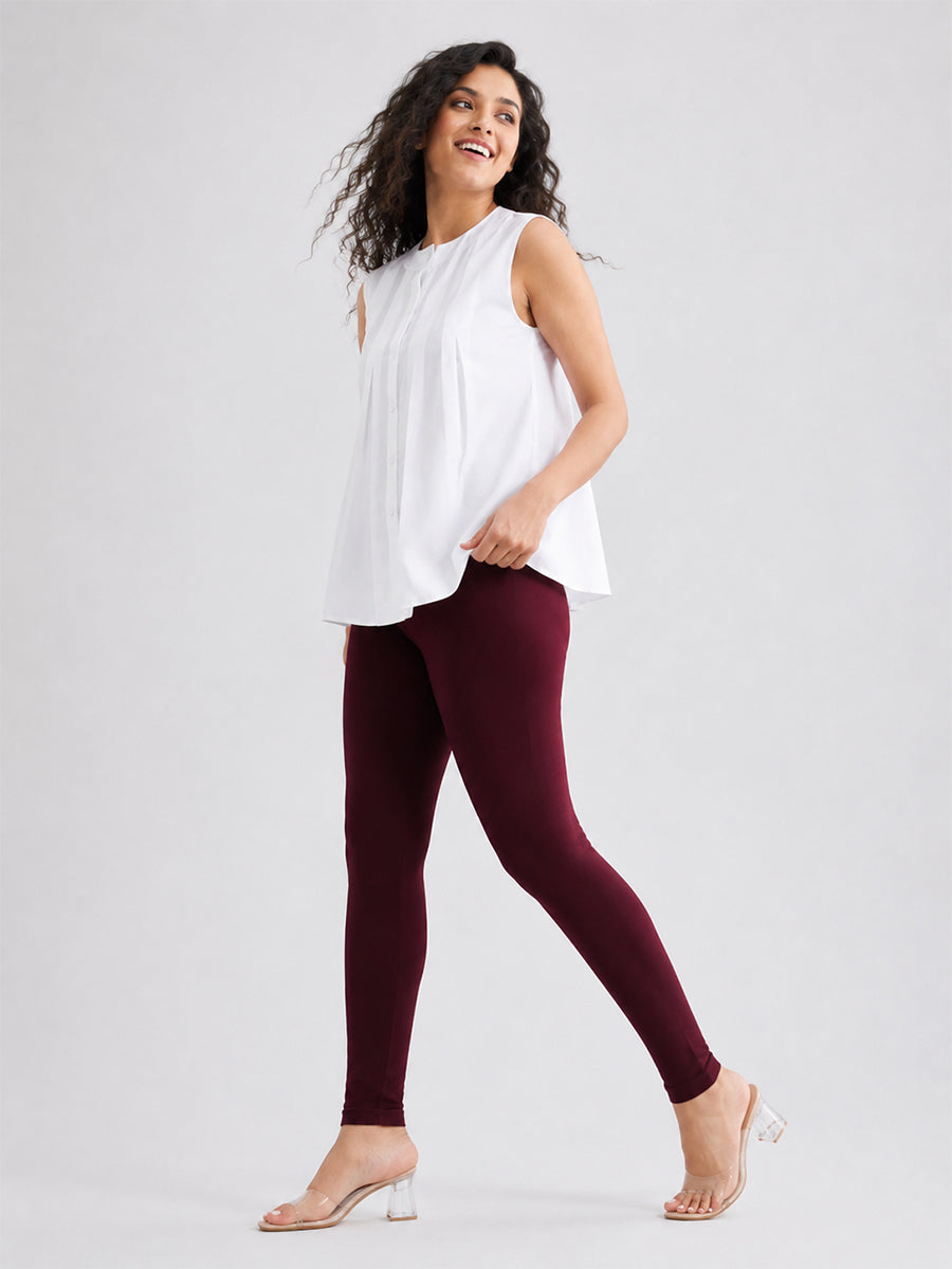 Ankle Length Leggings Maroon