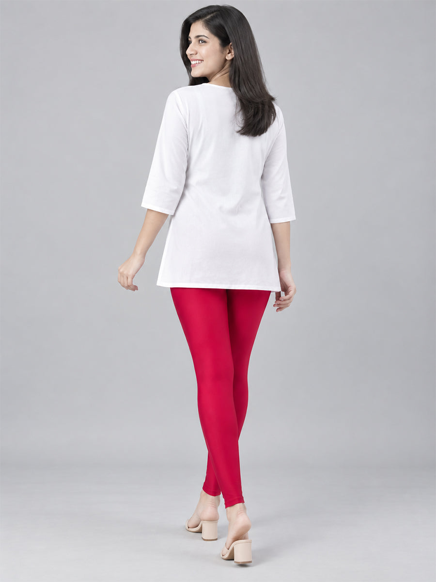 Shimmer Ankle Length Leggings Strawberry