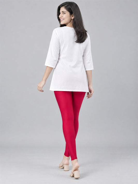 Shimmer Ankle Length Leggings Strawberry