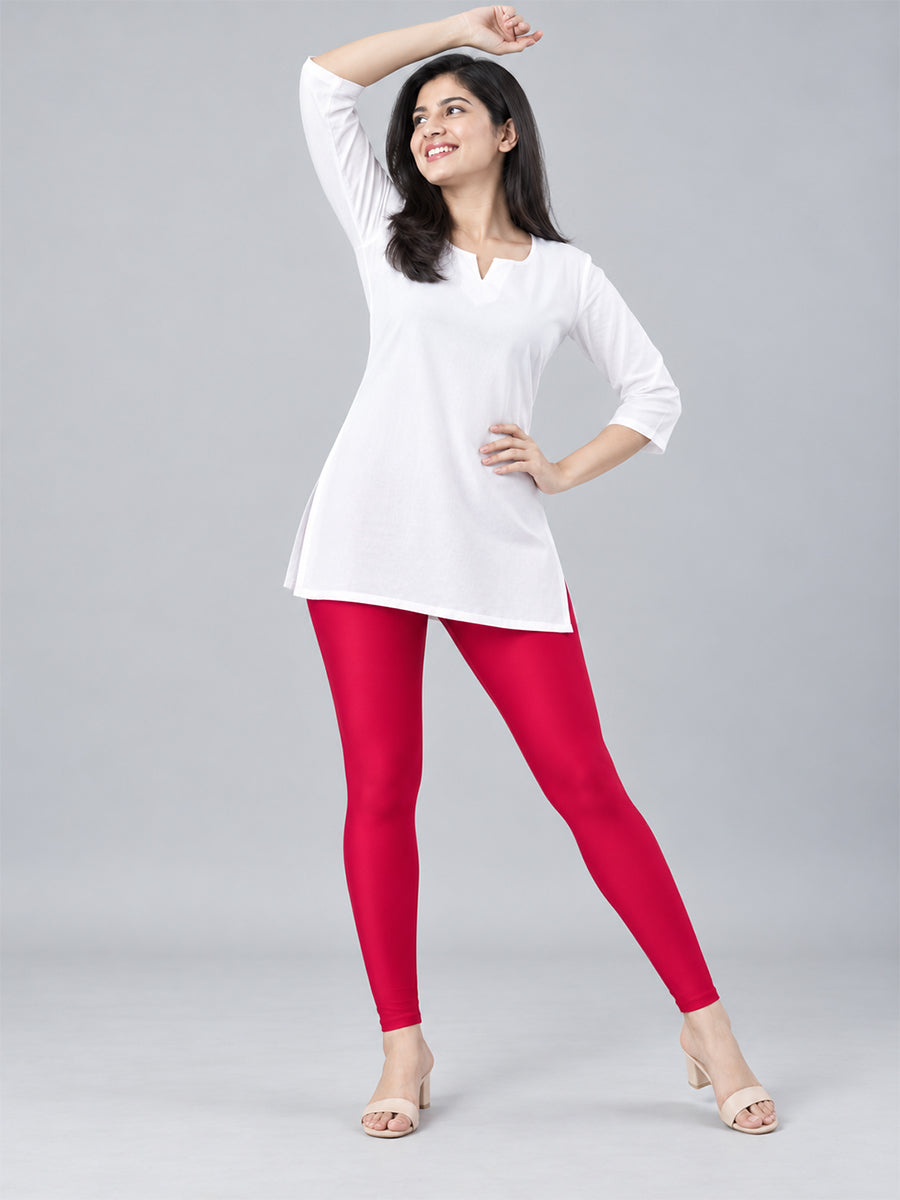 Shimmer Ankle Length Leggings Strawberry