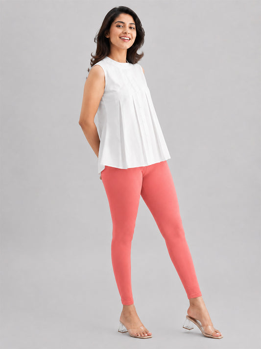 Ankle Length Leggings Teal Rose