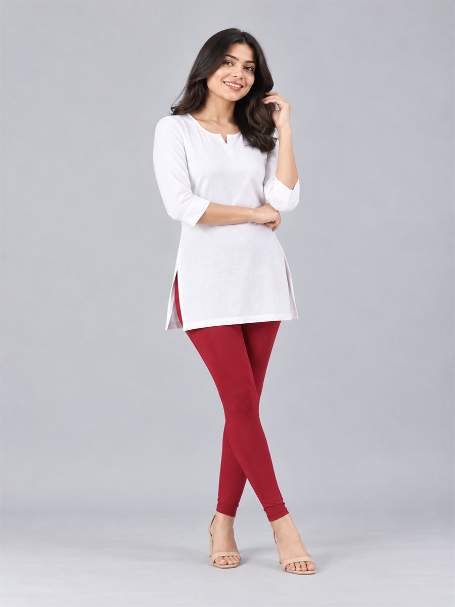 Shimmer Ankle Length Leggings Wine