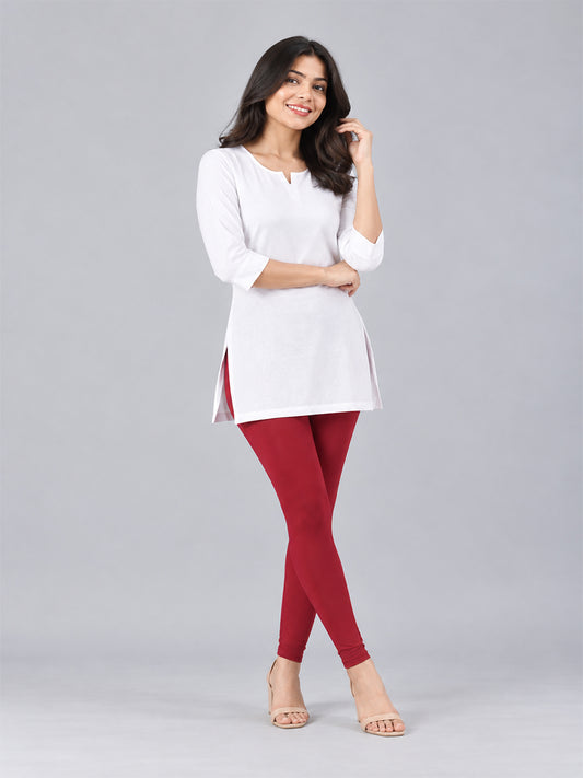 Shimmer Ankle Length Leggings Wine