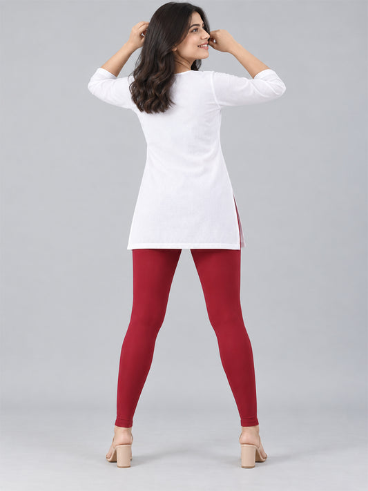 Shimmer Ankle Length Leggings Wine