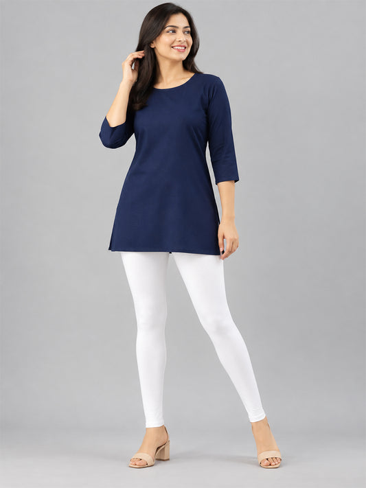 Shimmer Ankle Length Leggings White