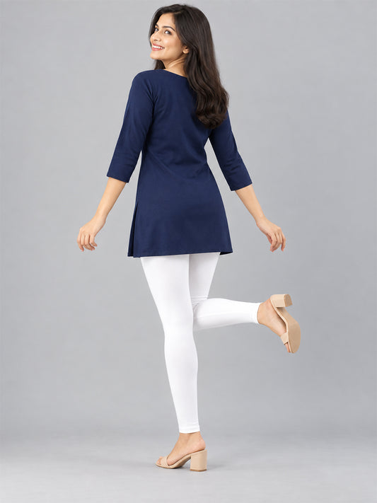 Shimmer Ankle Length Leggings White