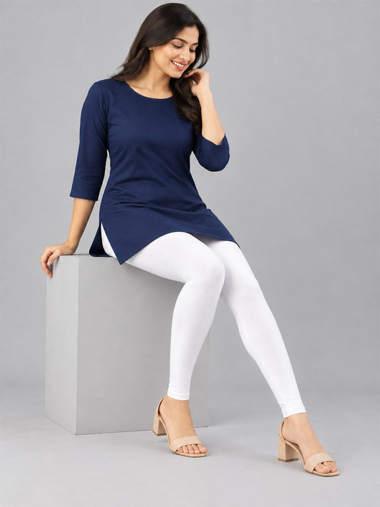 Shimmer Ankle Length Leggings White
