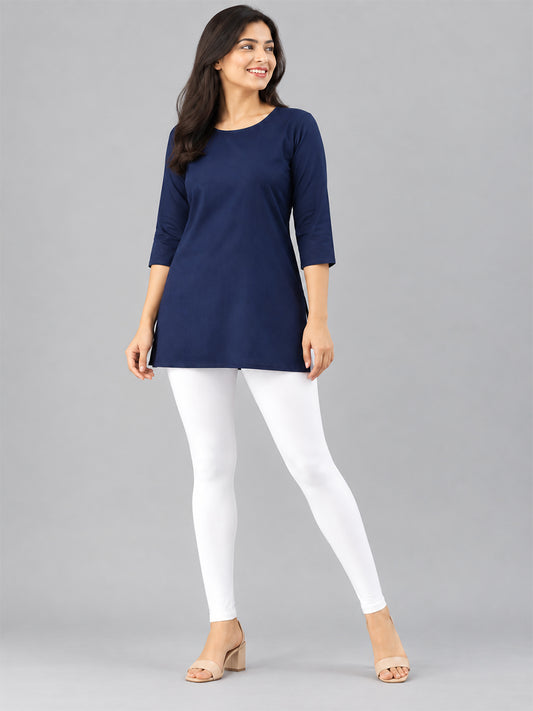 Shimmer Ankle Length Leggings White