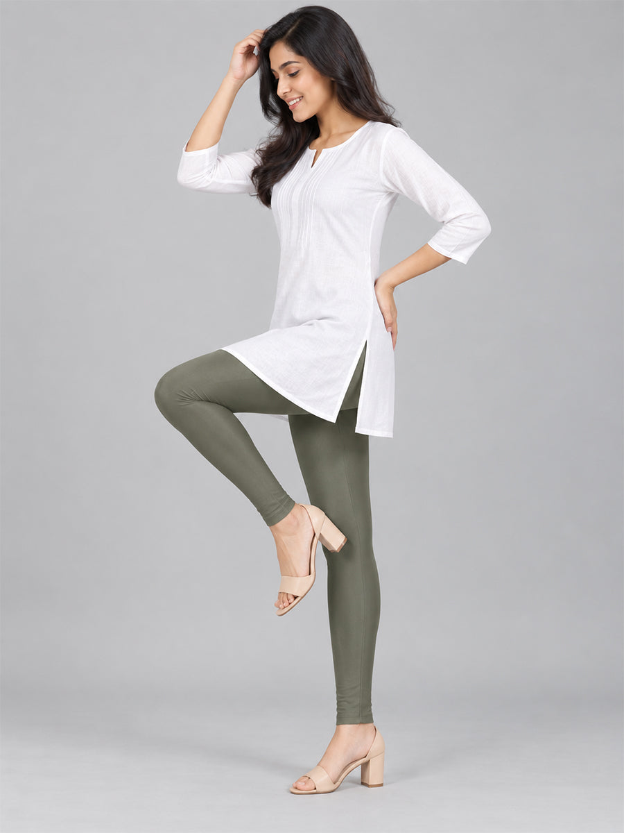 Shimmer Ankle Length Leggings Silver