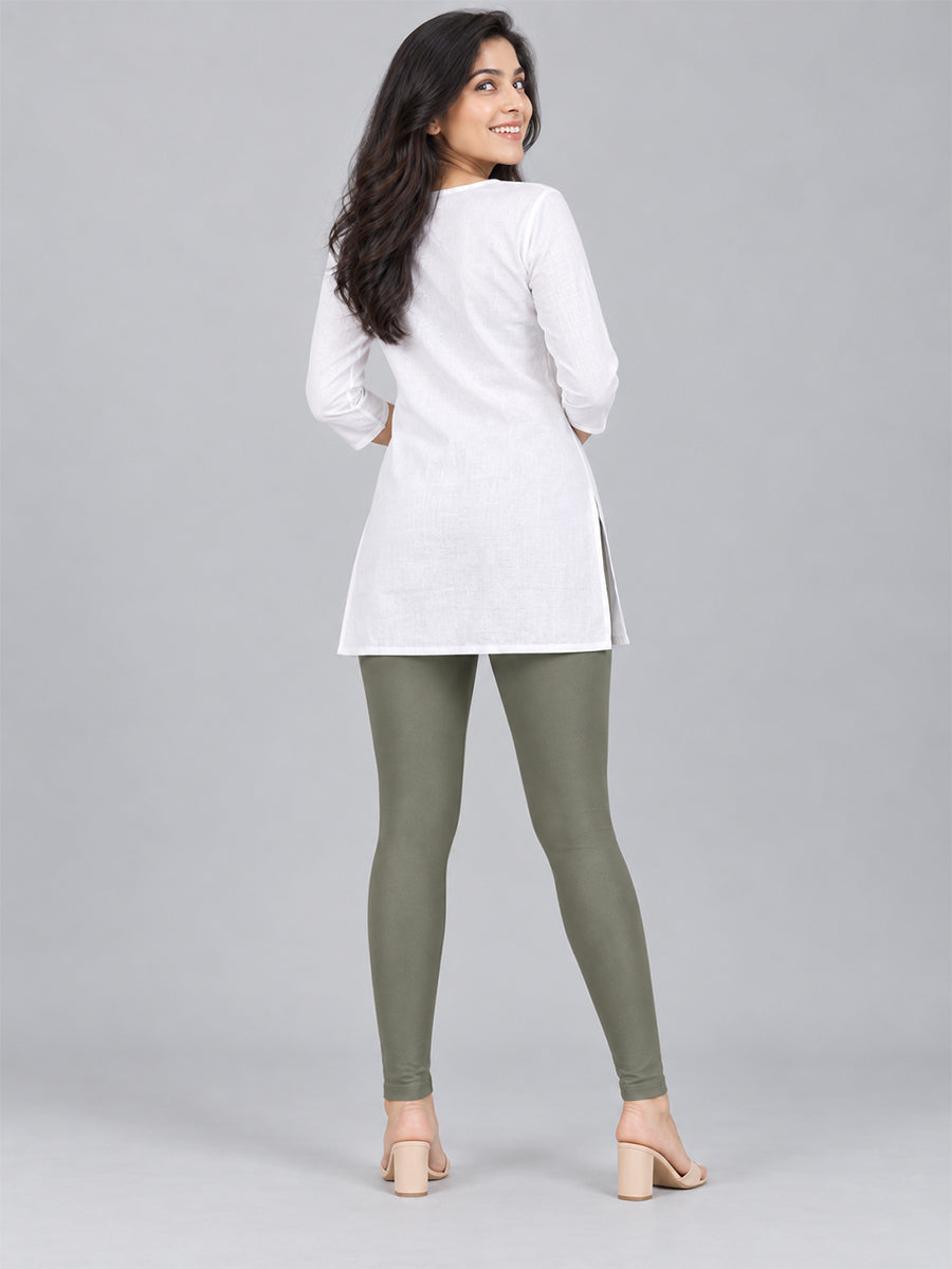 Shimmer Ankle Length Leggings Silver