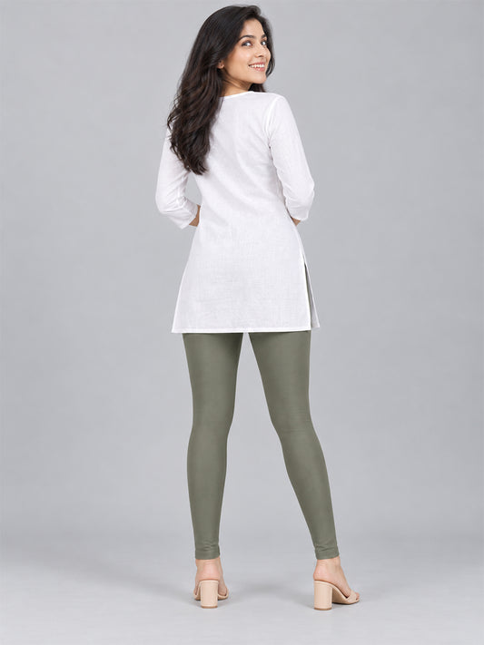 Shimmer Ankle Length Leggings Silver