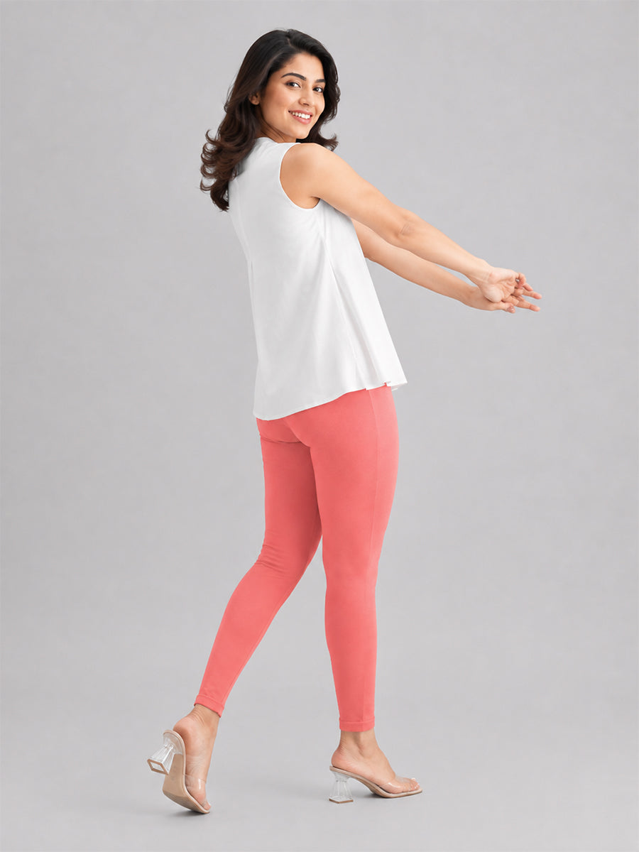 Ankle Length Leggings Teal Rose