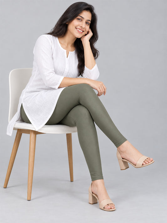 Shimmer Ankle Length Leggings Silver