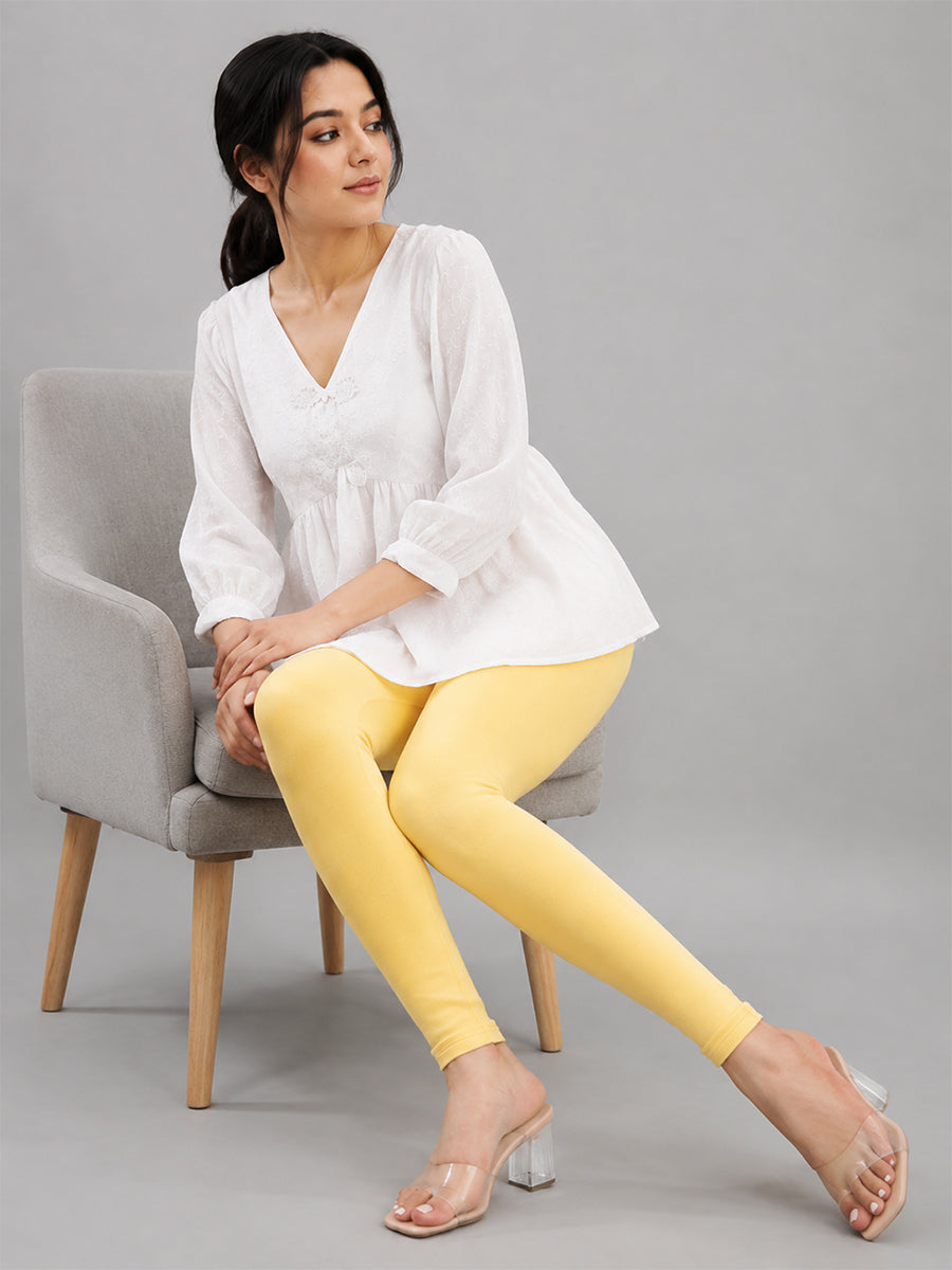 Ankle Length Leggings  Lemon Yellow