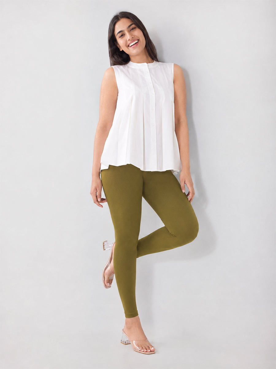 Ankle Length Leggings  Olive