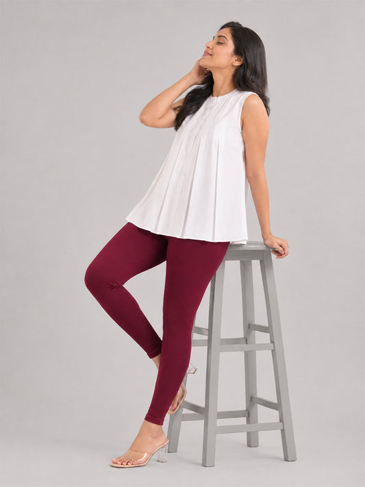 Ankle Length Leggings Wine