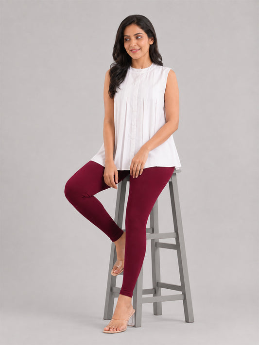 Ankle Length Leggings Wine