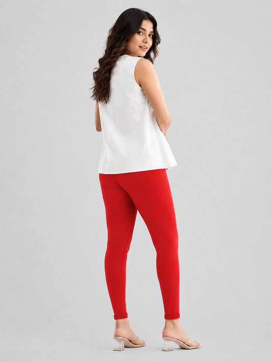 Ankle Length Leggings Red